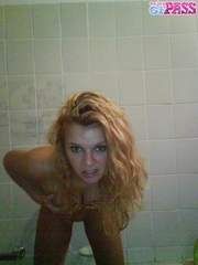 Sexy blond girl selfie in the bath before having sex