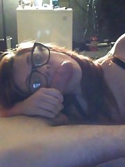 Nerdy cocksucking GF gets her cunt licked